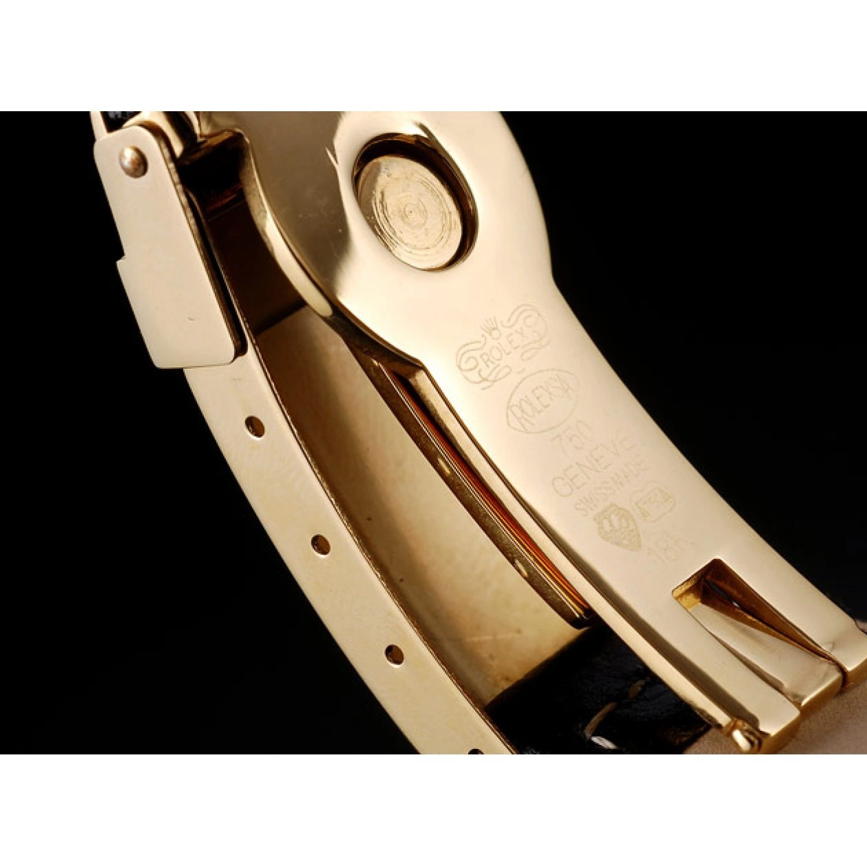Aaa replica watch Bezel Crystal Studded Rolex Daytona Case Gold Dial Black 0708